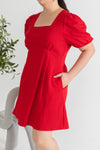 Cotton Twill Skater Dress (Red)