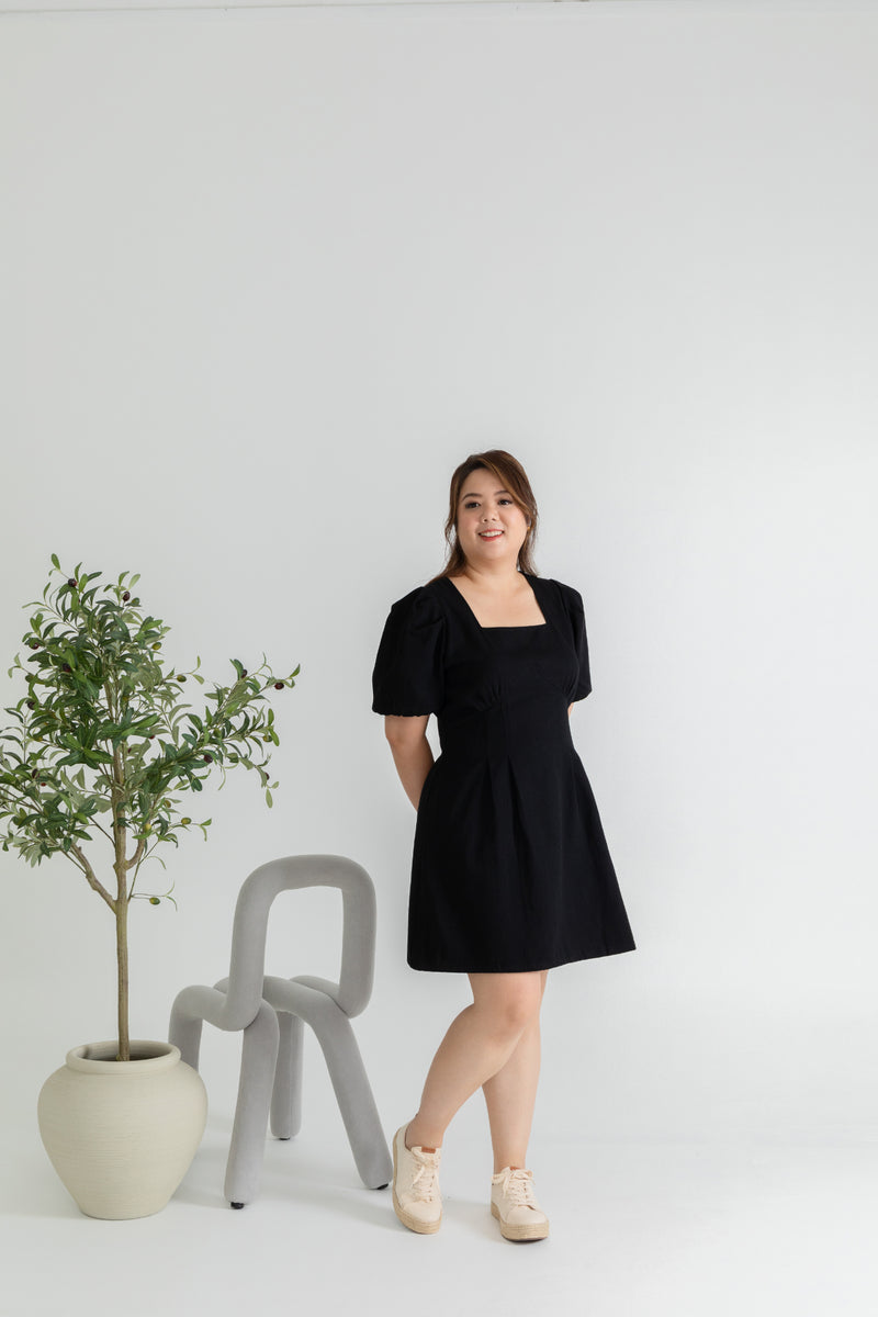 Cotton Twill Skater Dress (Black)