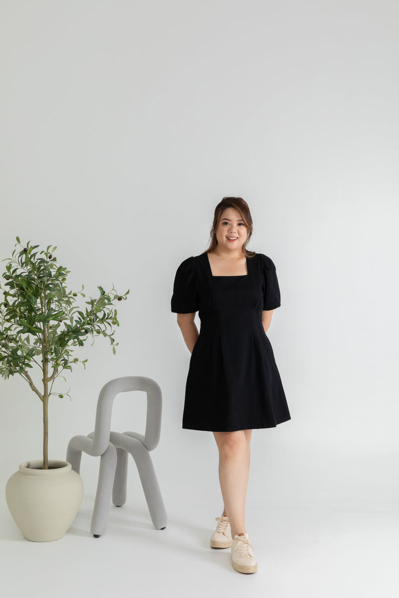 Cotton Twill Skater Dress (Black)