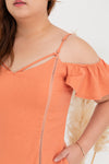 Cold Shoulder Ladder Panel Dress (Persimmon)