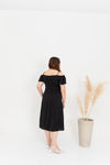 Cold Shoulder Side Slit Button Dress (Black)