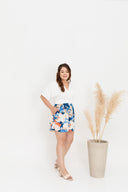 Prints Kimono Romper (White/Blue)