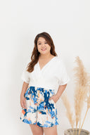 Prints Kimono Romper (White/Blue)