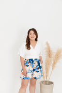 Prints Kimono Romper (White/Blue)