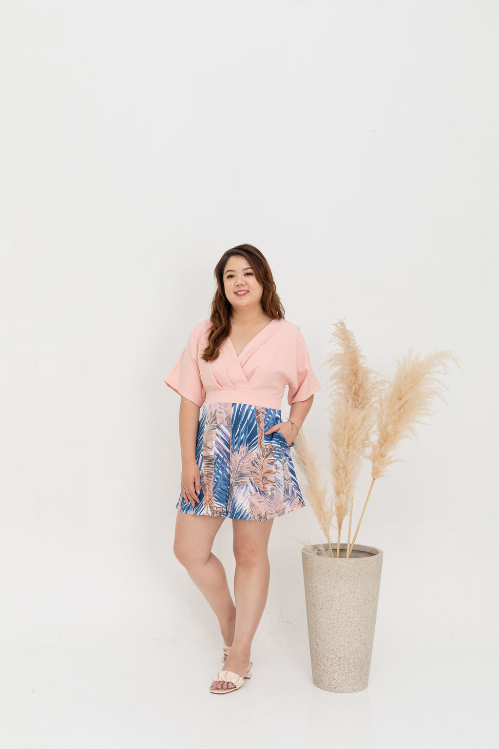 Prints Kimono Romper (Pink)