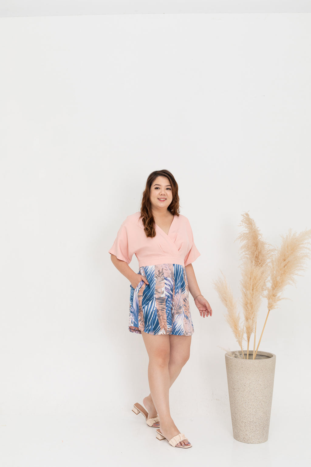Prints Kimono Romper (Pink)