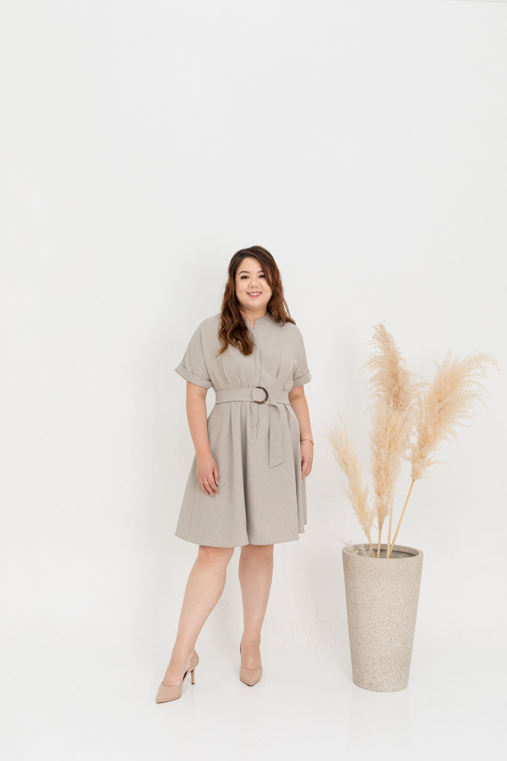 Skater Shirt Dress (Khaki)