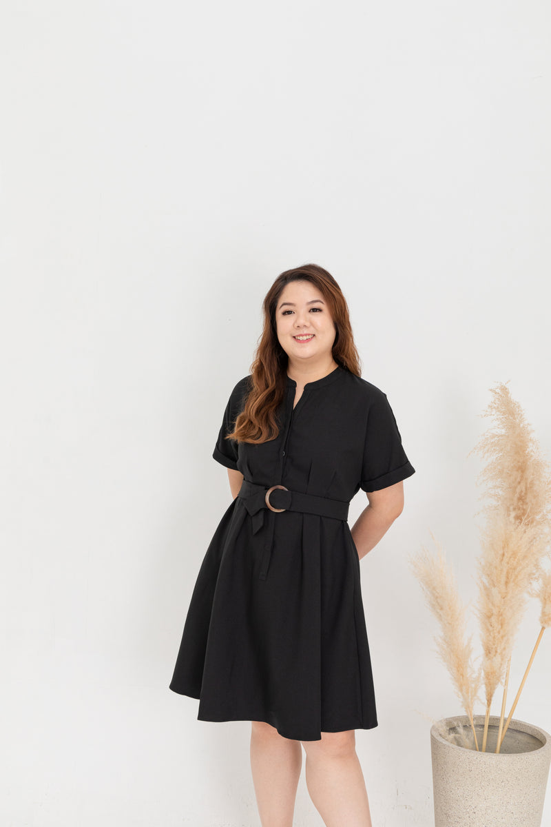 Skater Shirt Dress Black ELTWINE
