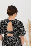 Embroidery Front Zip Romper (Black)