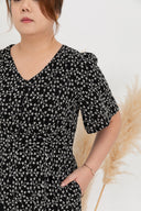 Embroidery Front Zip Romper (Black)