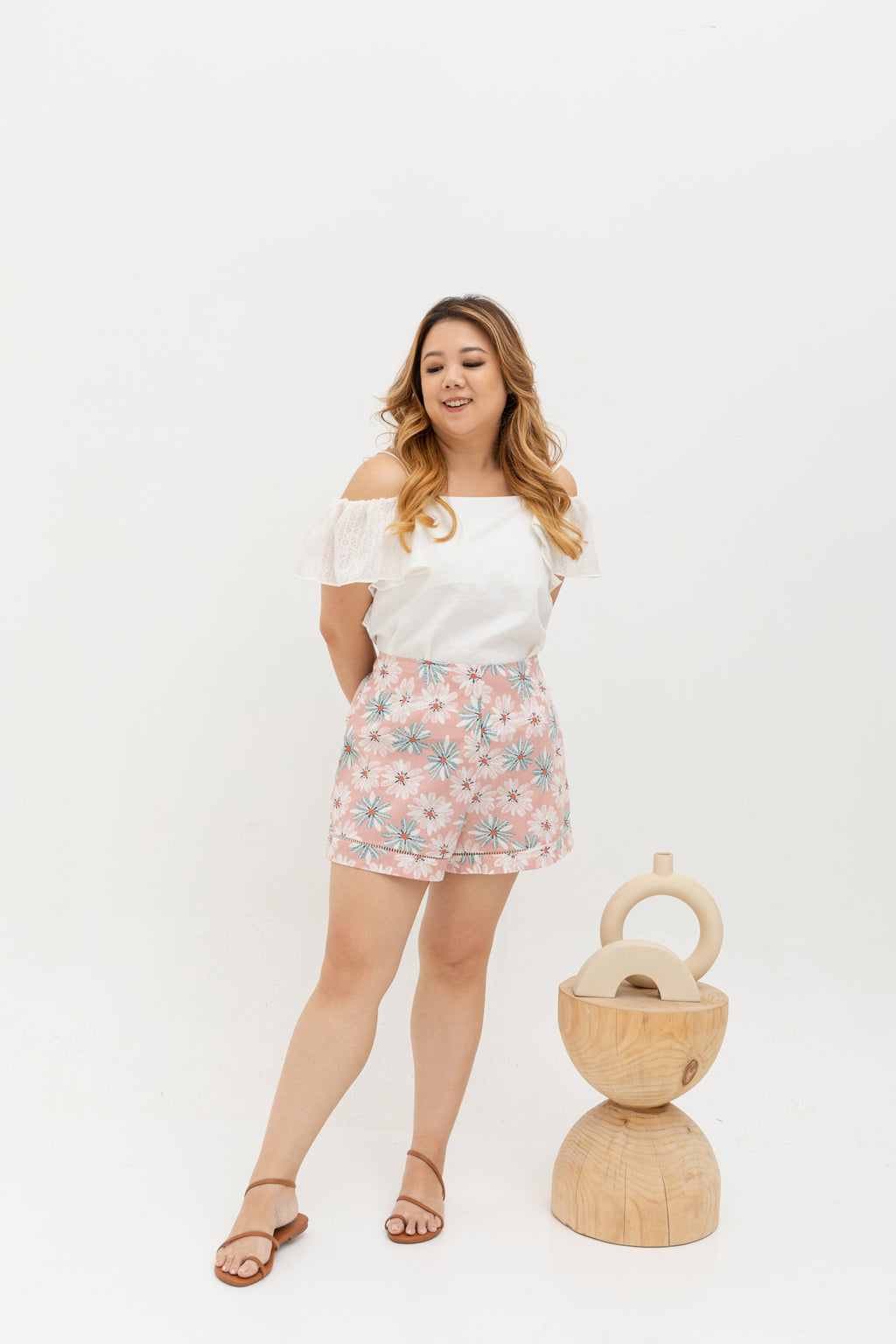 (Co-ord) Linen Shorts in Pink Florals