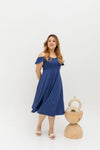 Eloise Cold Shoulder Dress (Navy)
