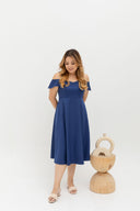 Eloise Cold Shoulder Dress (Navy)