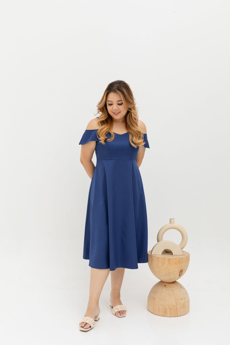 Eloise Cold Shoulder Dress (Navy)