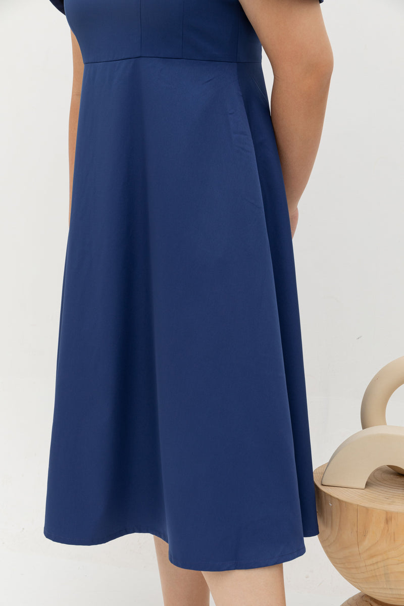 Eloise Cold Shoulder Dress (Navy)