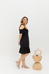 Casual Cold Shoulder Dress (Black)