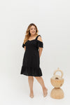 Casual Cold Shoulder Dress (Black)
