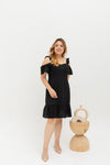 Casual Cold Shoulder Dress (Black)