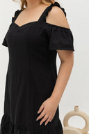 Casual Cold Shoulder Dress (Black)
