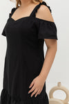 Casual Cold Shoulder Dress (Black)