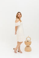 Casual Cold Shoulder Dress (Creme)