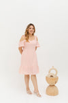 Casual Cold Shoulder Dress (Pink)