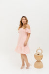 Casual Cold Shoulder Dress (Pink)