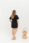 Tortoise Shell Button Romper  (Black)