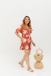 Tortoise Shell Button Romper  (édition limitée print - Persian Florals)