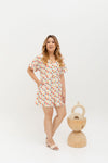 Tortoise Shell Button Romper  (édition limitée print - Callia white)