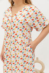 Tortoise Shell Button Romper  (édition limitée print - Callia white)