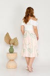 Cold Shoulder Gathered Waist Dress - (ELTWINE x AIRIN - Fields of the Valley in WHITE)