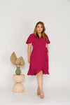 Flutter Sleeves Wrap Dress - (Plum Red)