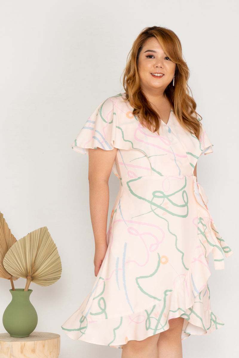Flutter Sleeves Wrap Dress - (ELTWINE x AIRIN - Fields of the Valley)