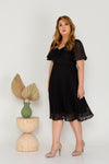 Pleated Textured Dress (Black)
