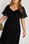 Pleated Textured Dress (Black)