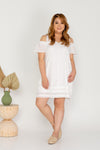 Double-Strap Cold Shoulder Island Dress (White)