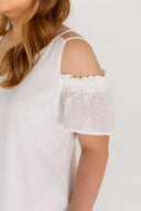 Double-Strap Cold Shoulder Island Dress (White)