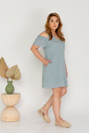 Double-Strap Cold Shoulder Island Dress (Sage)