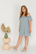 Double-Strap Cold Shoulder Island Dress (Sage)