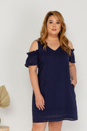 Double-Strap Cold Shoulder Island Dress (Navy)