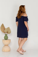 Double-Strap Cold Shoulder Island Dress (Navy)