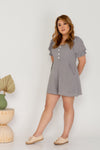 Puff Sleeves Romper (Grey)