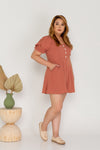 Puff Sleeves Romper (Brick)