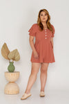 Puff Sleeves Romper (Brick)